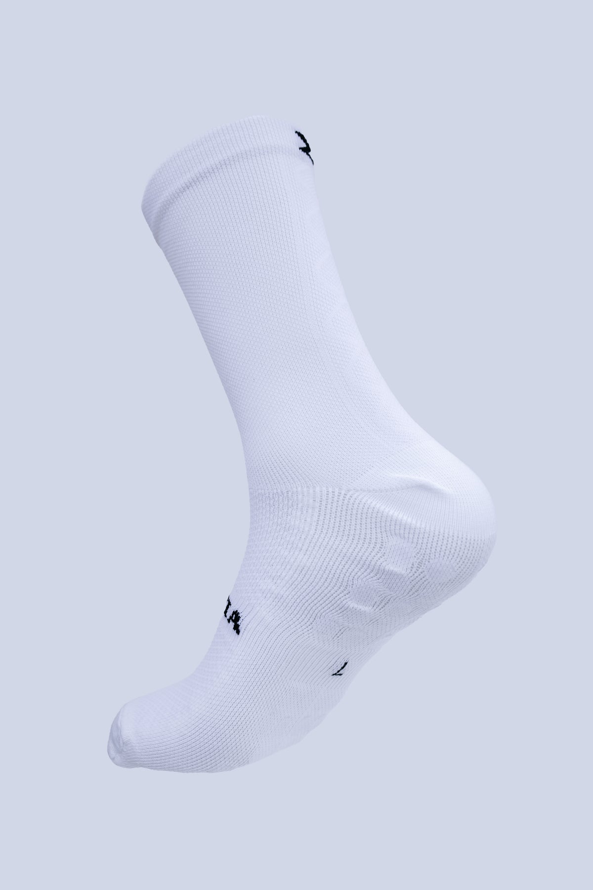 Inertia crew grip socks in white, front view